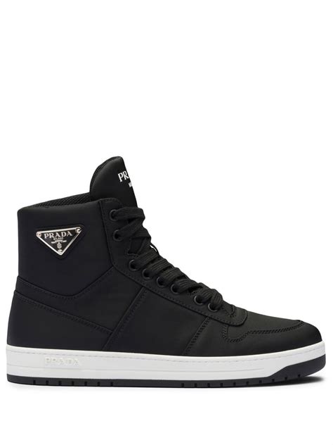 prada sport black nylon and leather high top sneakers|Prada slip on sneakers.